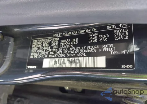 2013 Volvo Xc60 3.2 Premier из США, поврежденный, VIN YV4952DL6D2420894